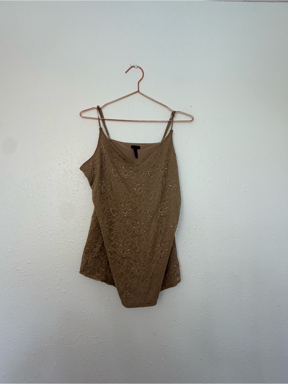 Lacesoma Trim tan Brown Camisole with Adjustable Straps size large